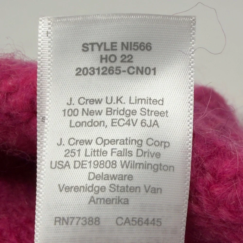 Madewell Magenta‎ Pink Alpaca Wool Blend Ribbed Cuff Beanie Hat NI566